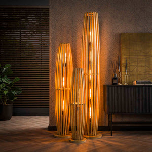 Vloerlamp Mangohout Lamellen