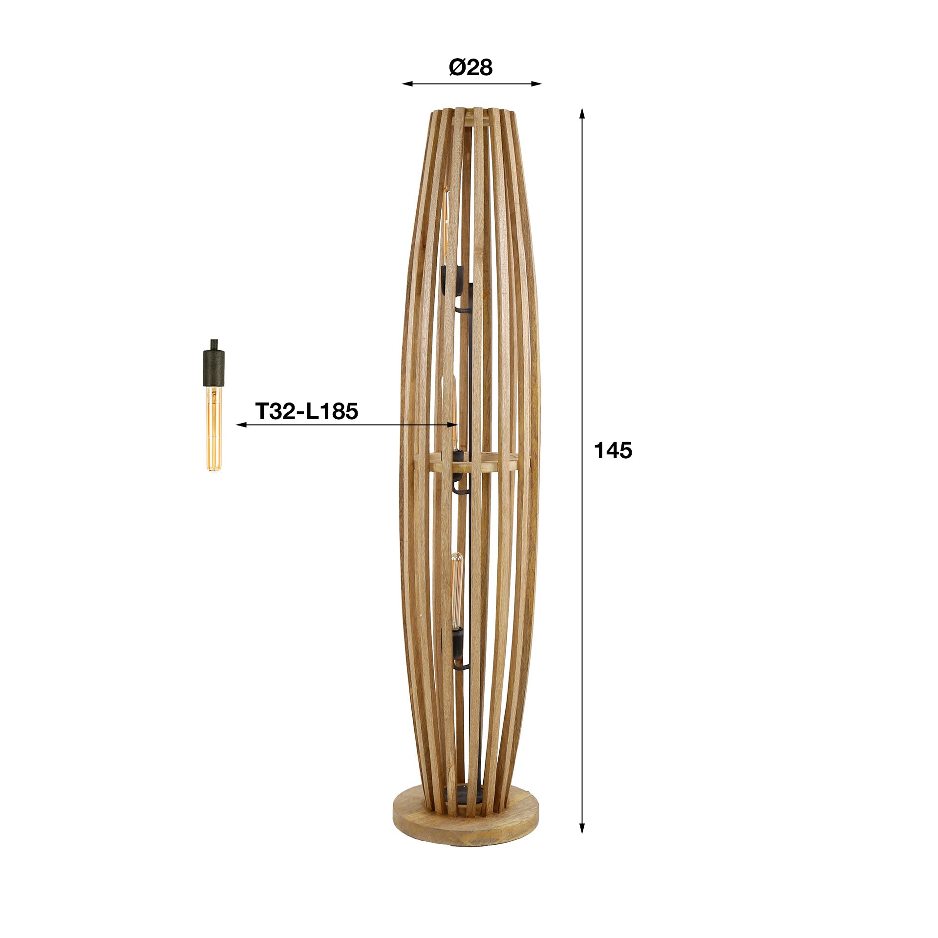 Vloerlamp Mangohout Lamellen