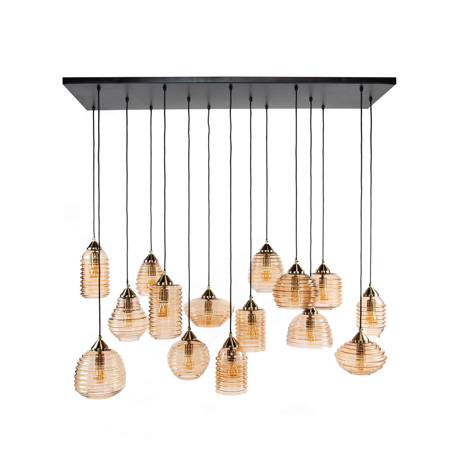 Hanglamp met 15 glazen kapjes