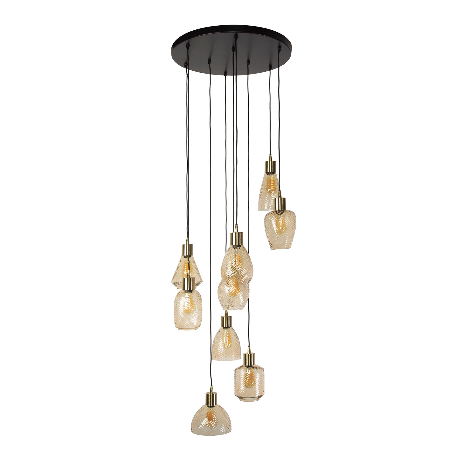 Hanglamp 9L amberglas verstelbaar