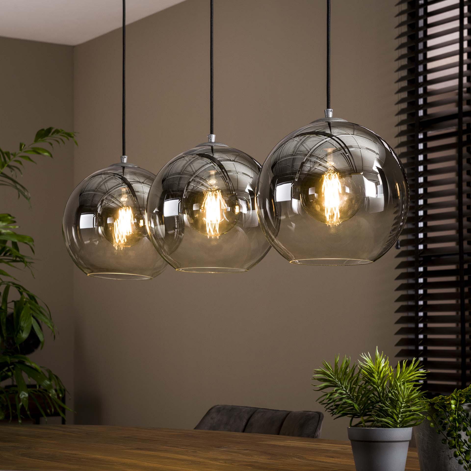 Hanglamp Bubble Shaded - 3 rookglazen lampen