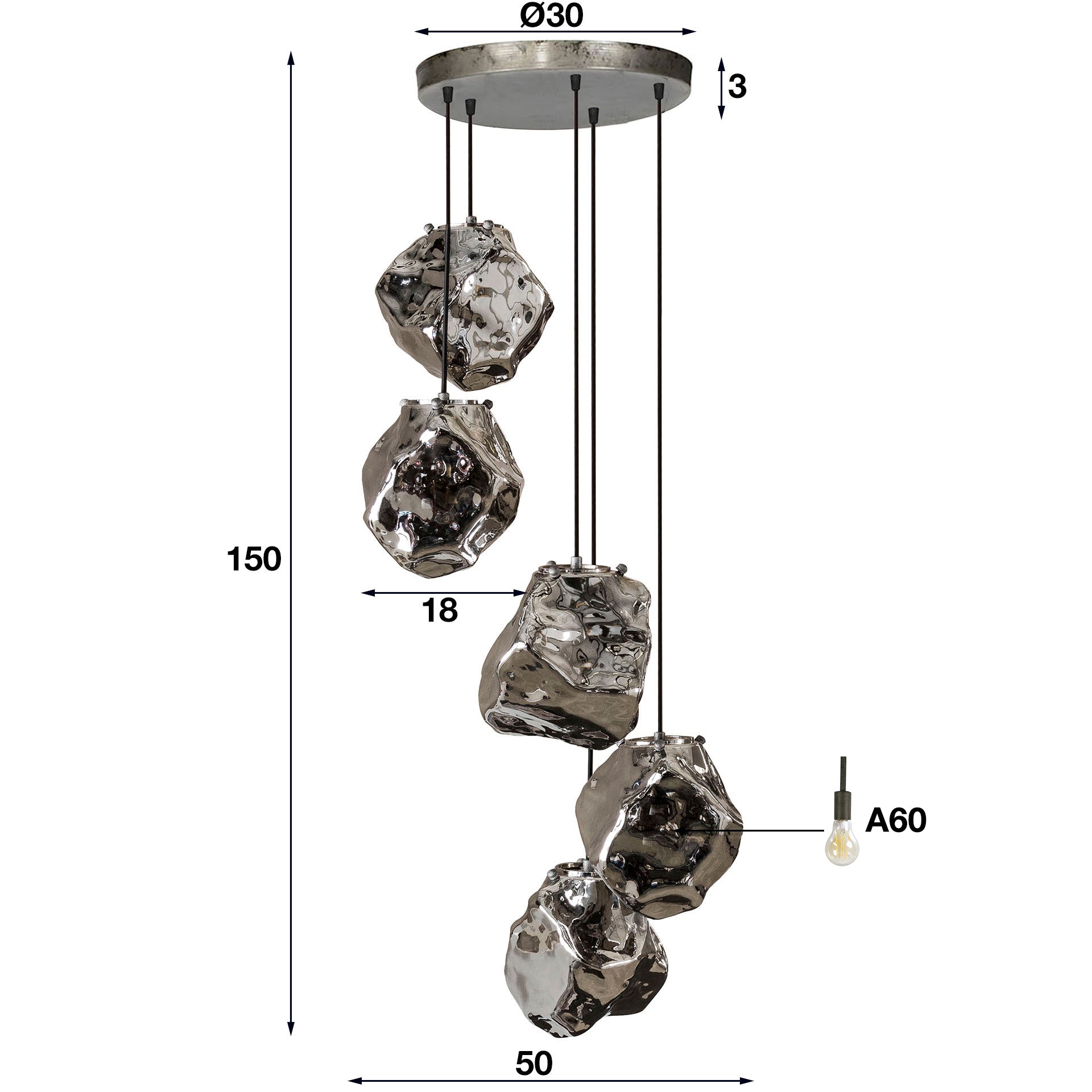 Hanglamp 5L Getrapt