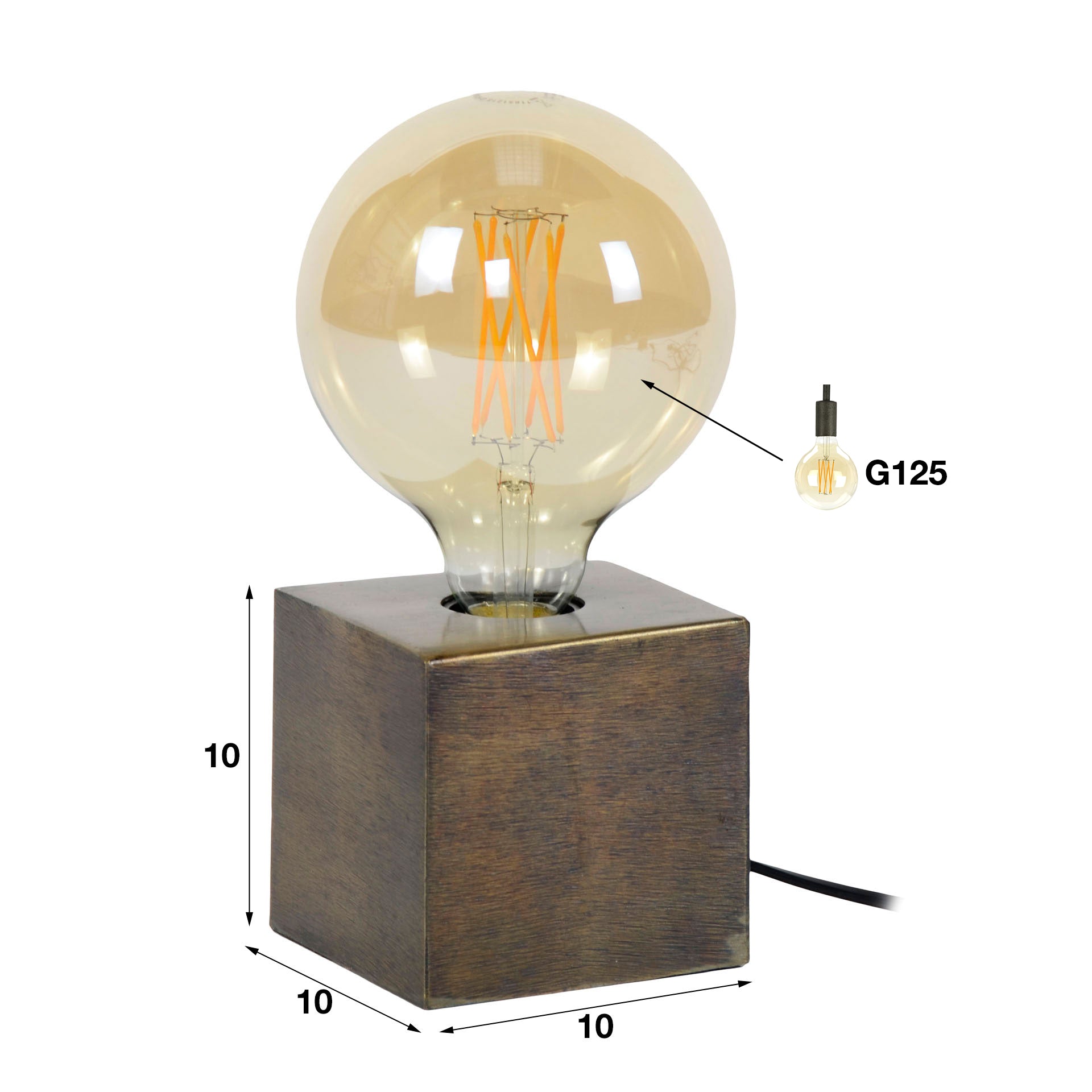 Tafellamp Kubus Antiek Brons