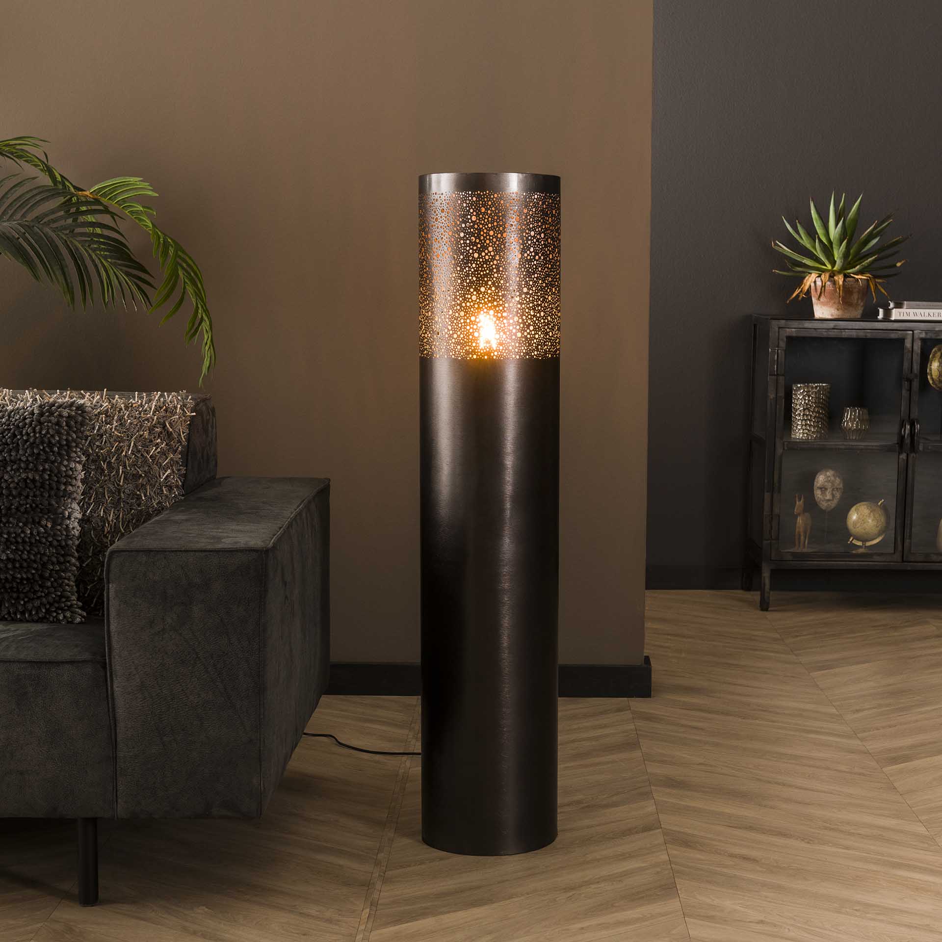 Vloerlamp Zwartnikkel Cilinder