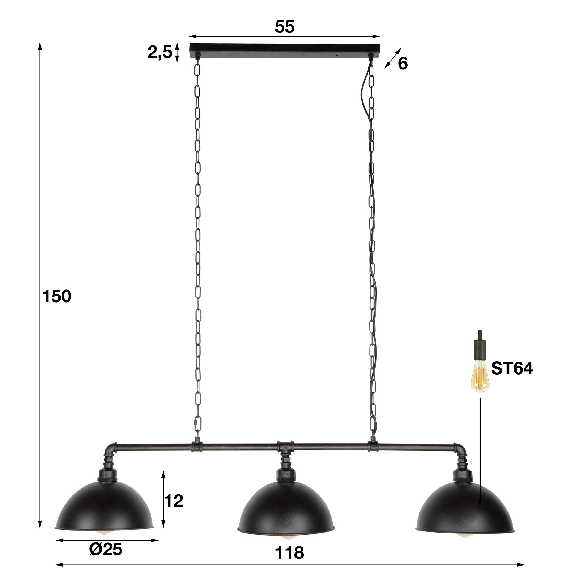 Hanglamp Industrieel Matzwart