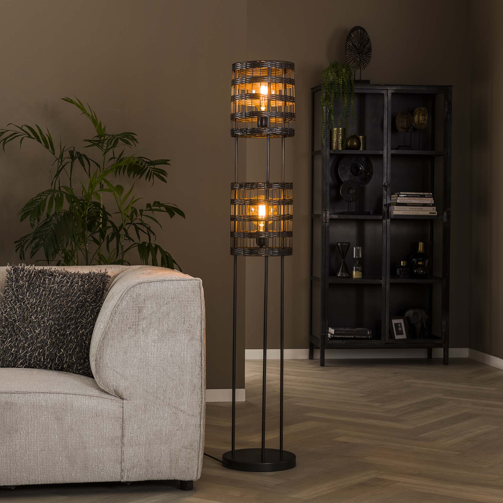 Vloerlamp 2L Zwart Nikkel