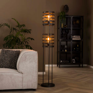 Vloerlamp 2L Zwart Nikkel