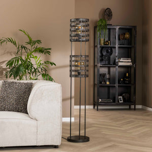 Vloerlamp 2L Zwart Nikkel
