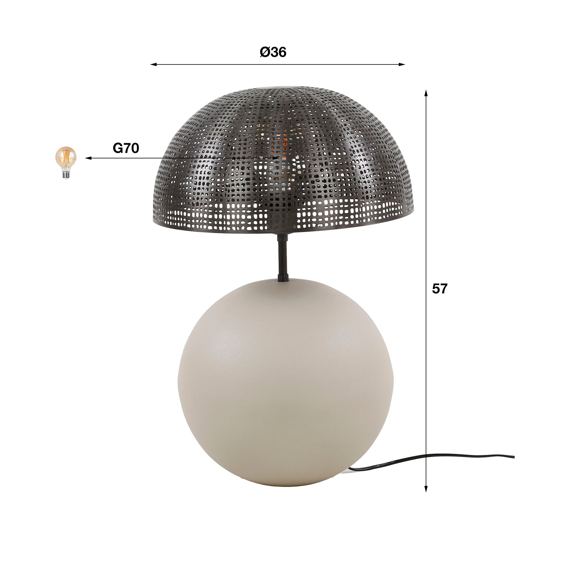 Tafellamp Light Sphere - Natural Grey