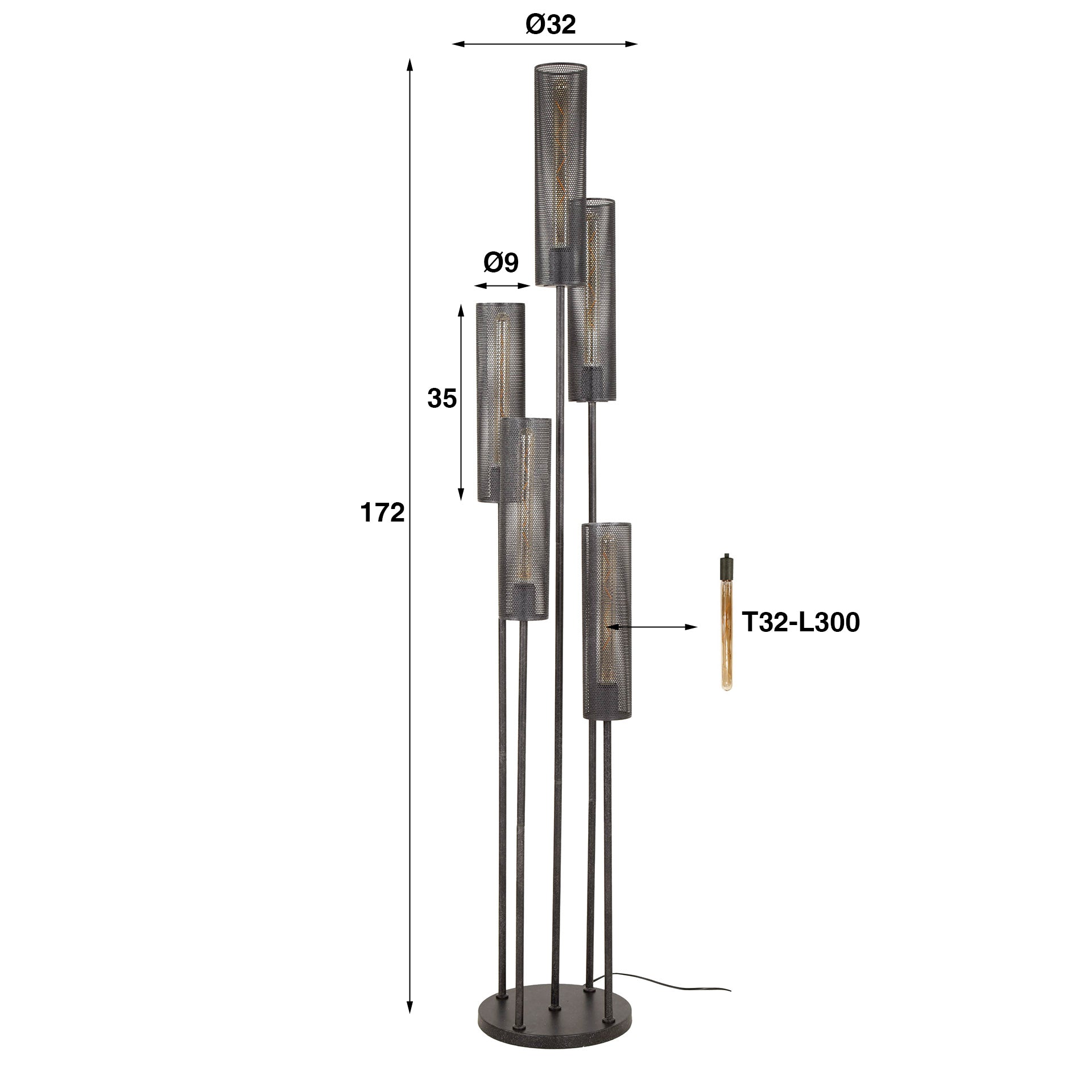 Vloerlamp Tube Mesh