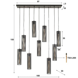 Hanglamp Artic - 9 lampenkappen