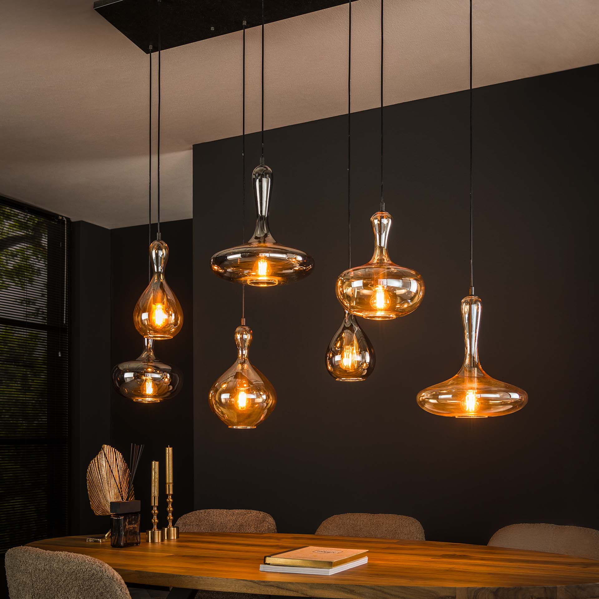 Hanglamp Karaf - 7 Lampenkappen