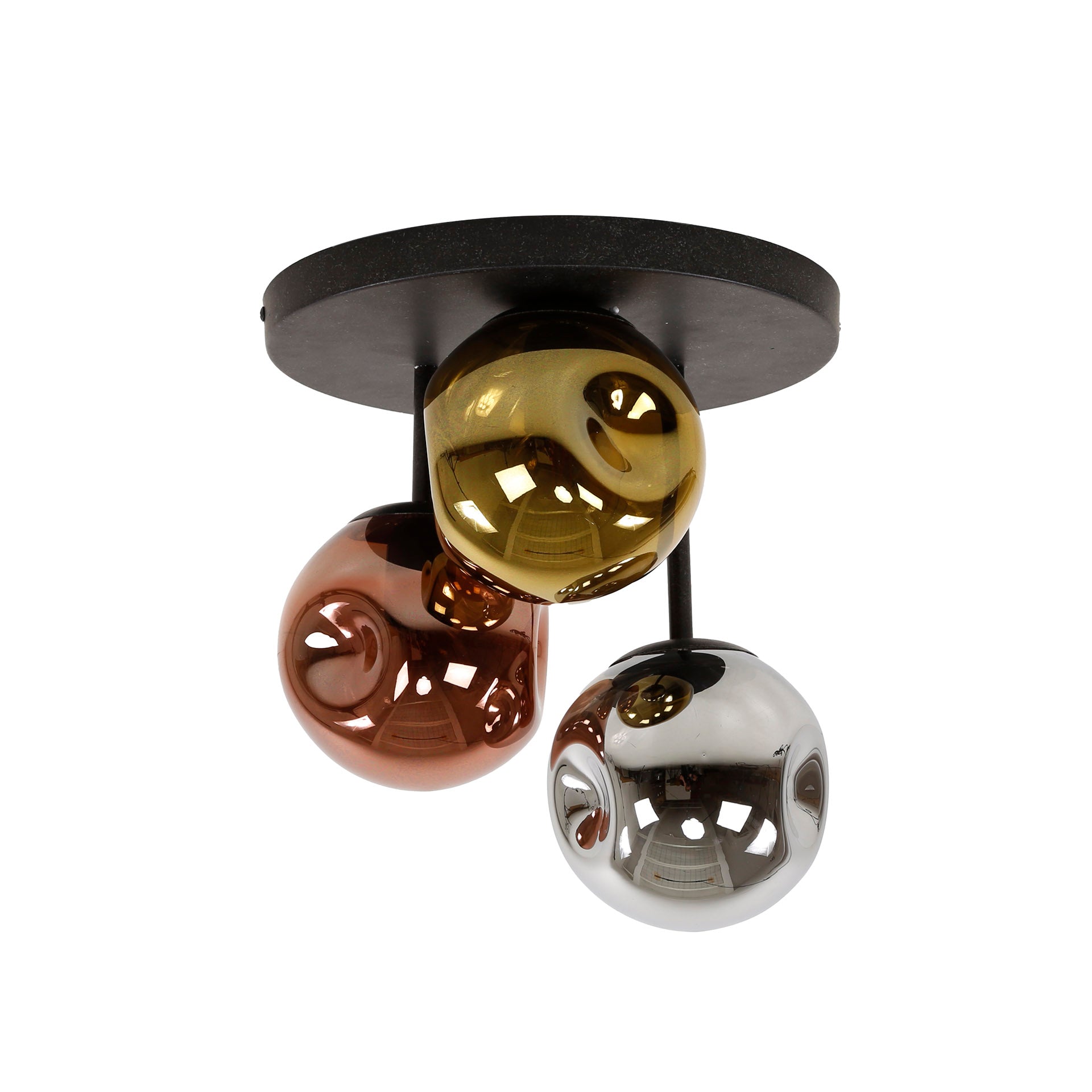 Plafondlamp met Drie Glazen Kappen