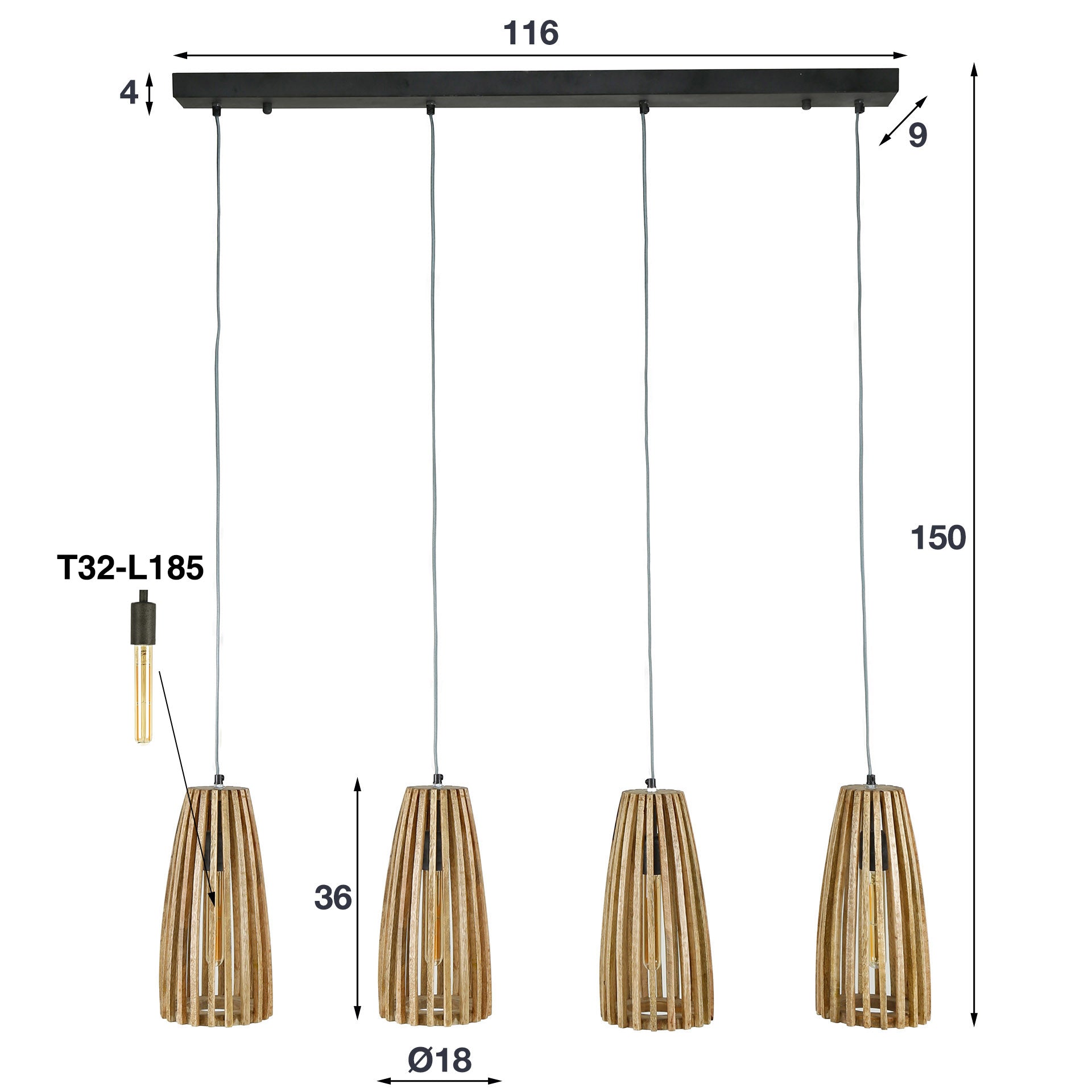 Hanglamp Mangohout Spijlen