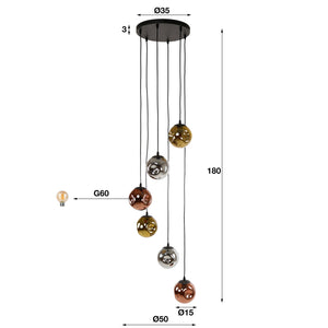 Hanglamp 6L verstelbaar