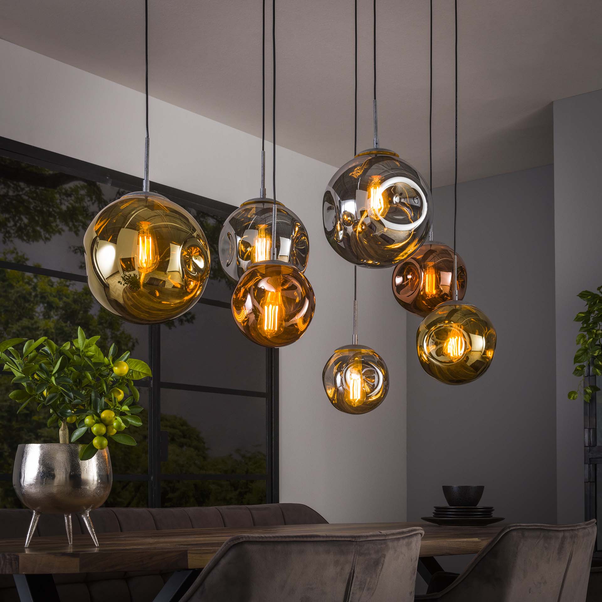 Hanglamp 7L oud zilver