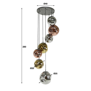 Hanglamp 7L met glazen kappen