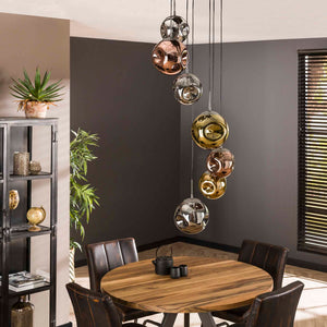 Hanglamp 7L met glazen kappen