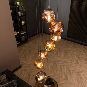 Hanglamp 7L met glazen kappen