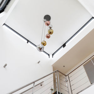 Hanglamp 7L met glazen kappen