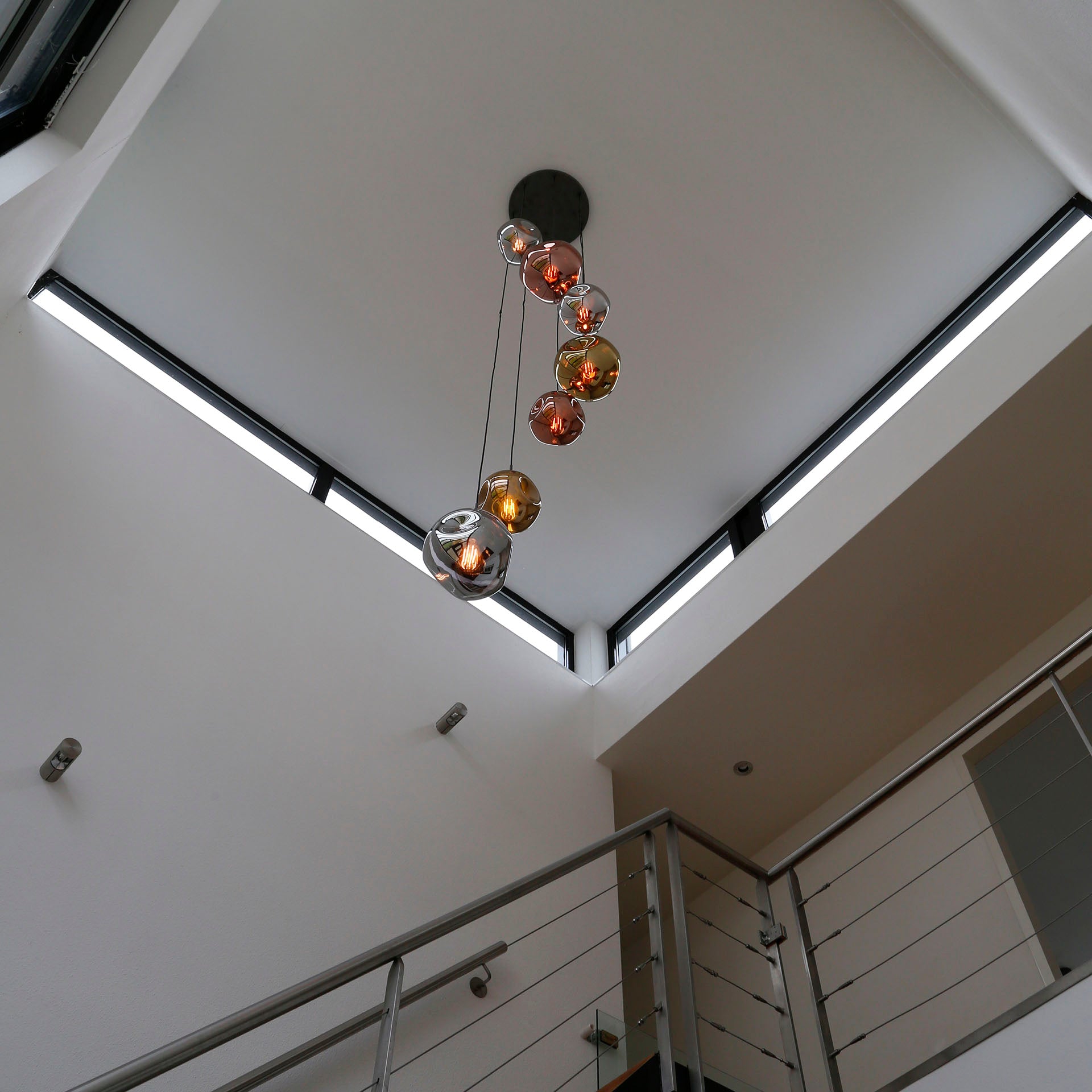 Hanglamp 7L met glazen kappen