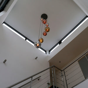 Hanglamp 7L met glazen kappen