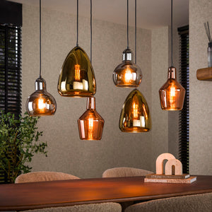 Hanglamp Mix Glass Tricolore 6-Lichts