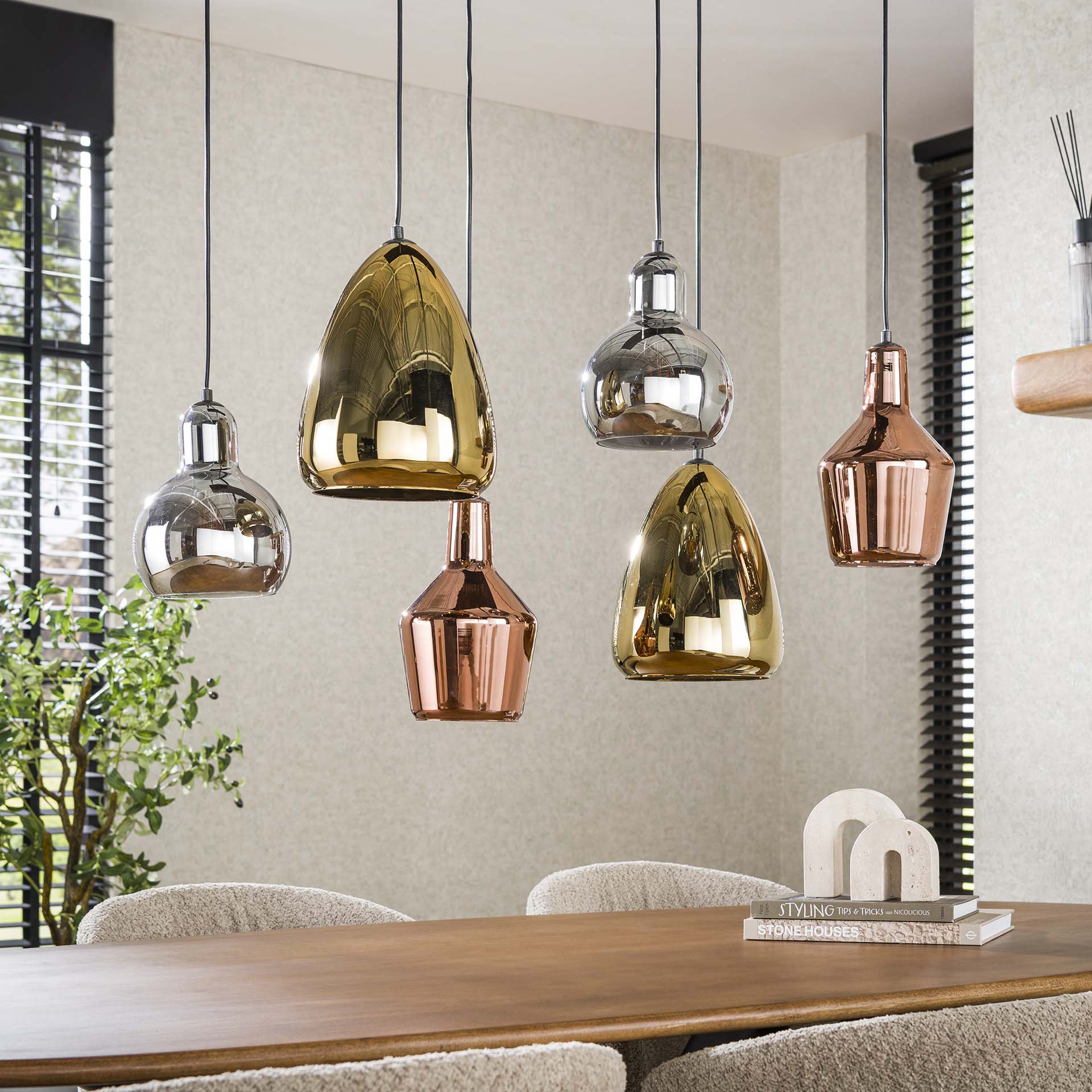 Hanglamp Mix Glass Tricolore 6-Lichts
