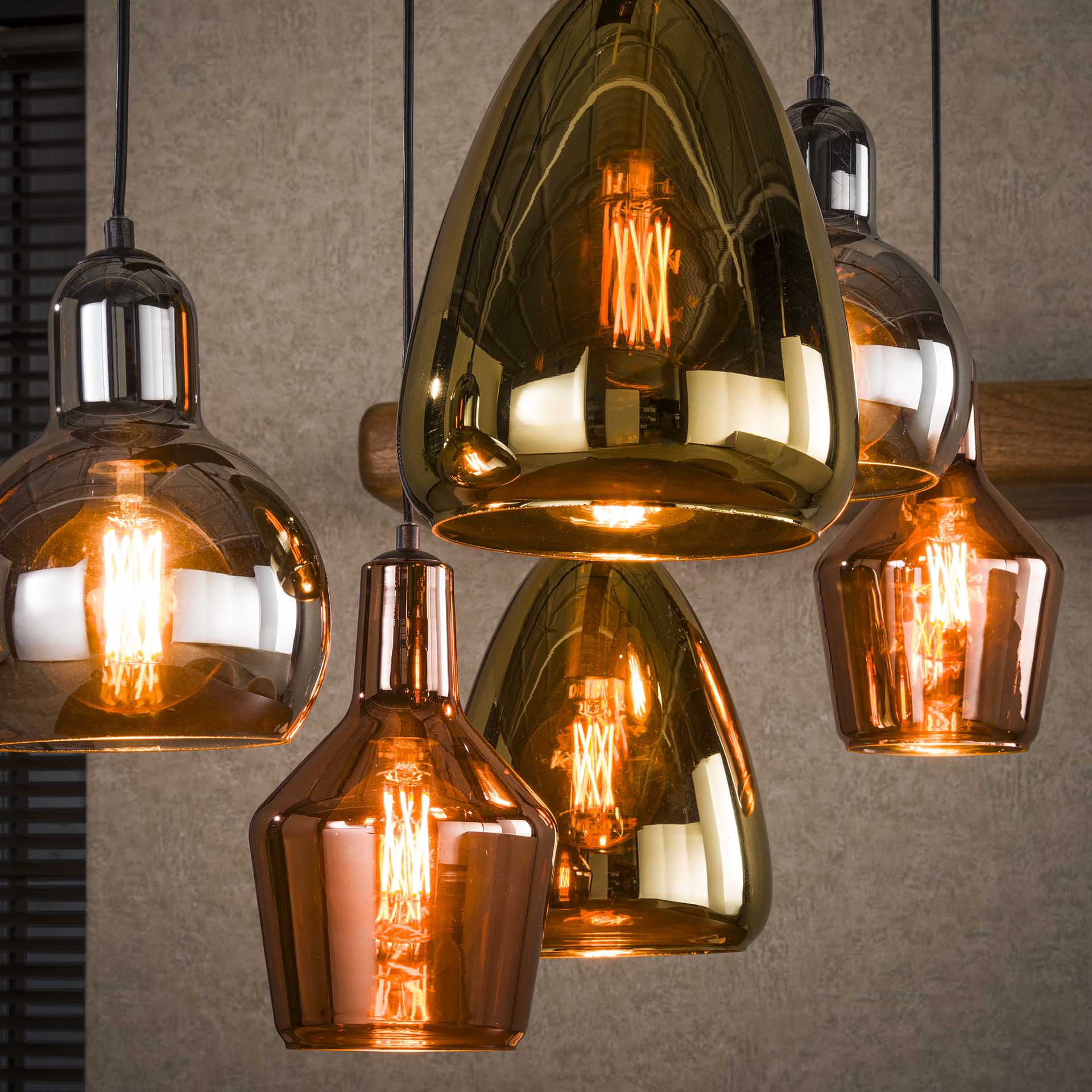 Hanglamp Mix Glass Tricolore 6-Lichts