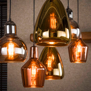 Hanglamp Mix Glass Tricolore 6-Lichts