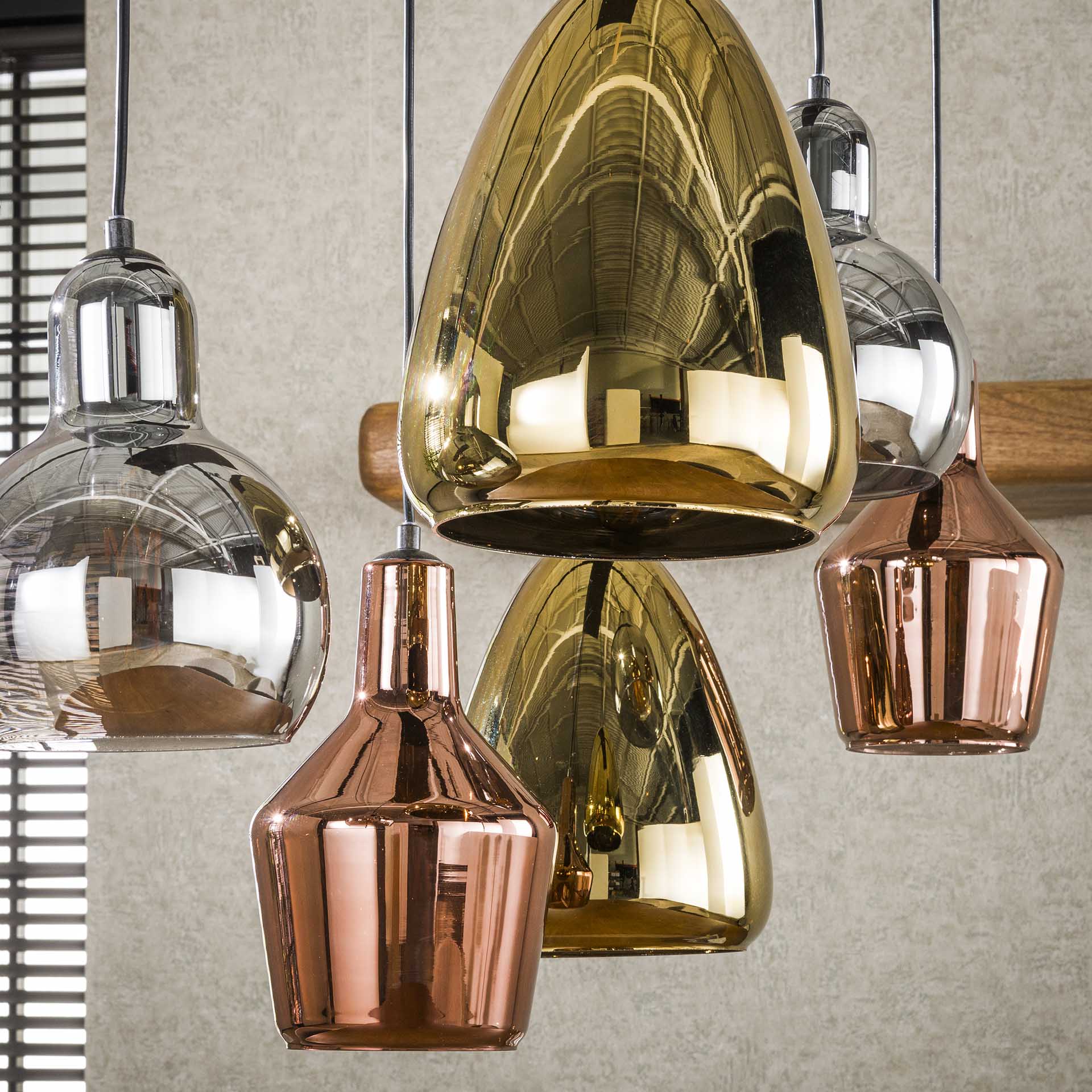 Hanglamp Mix Glass Tricolore 6-Lichts
