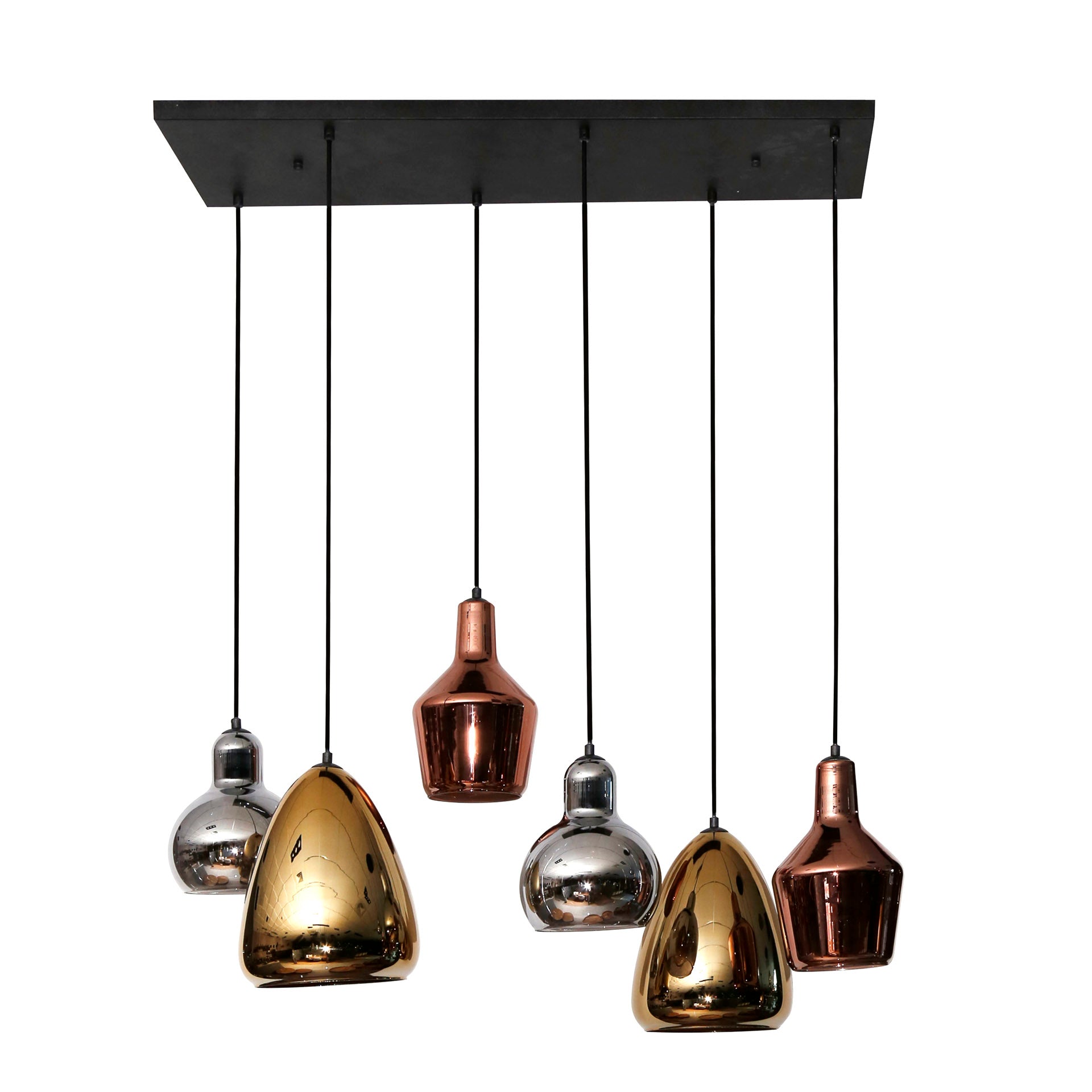 Hanglamp Mix Glass Tricolore 6-Lichts
