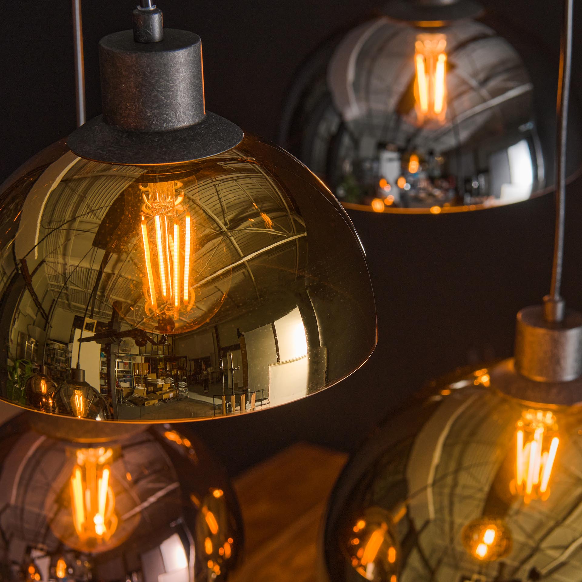 Hanglamp 7L koper-chroom-goud