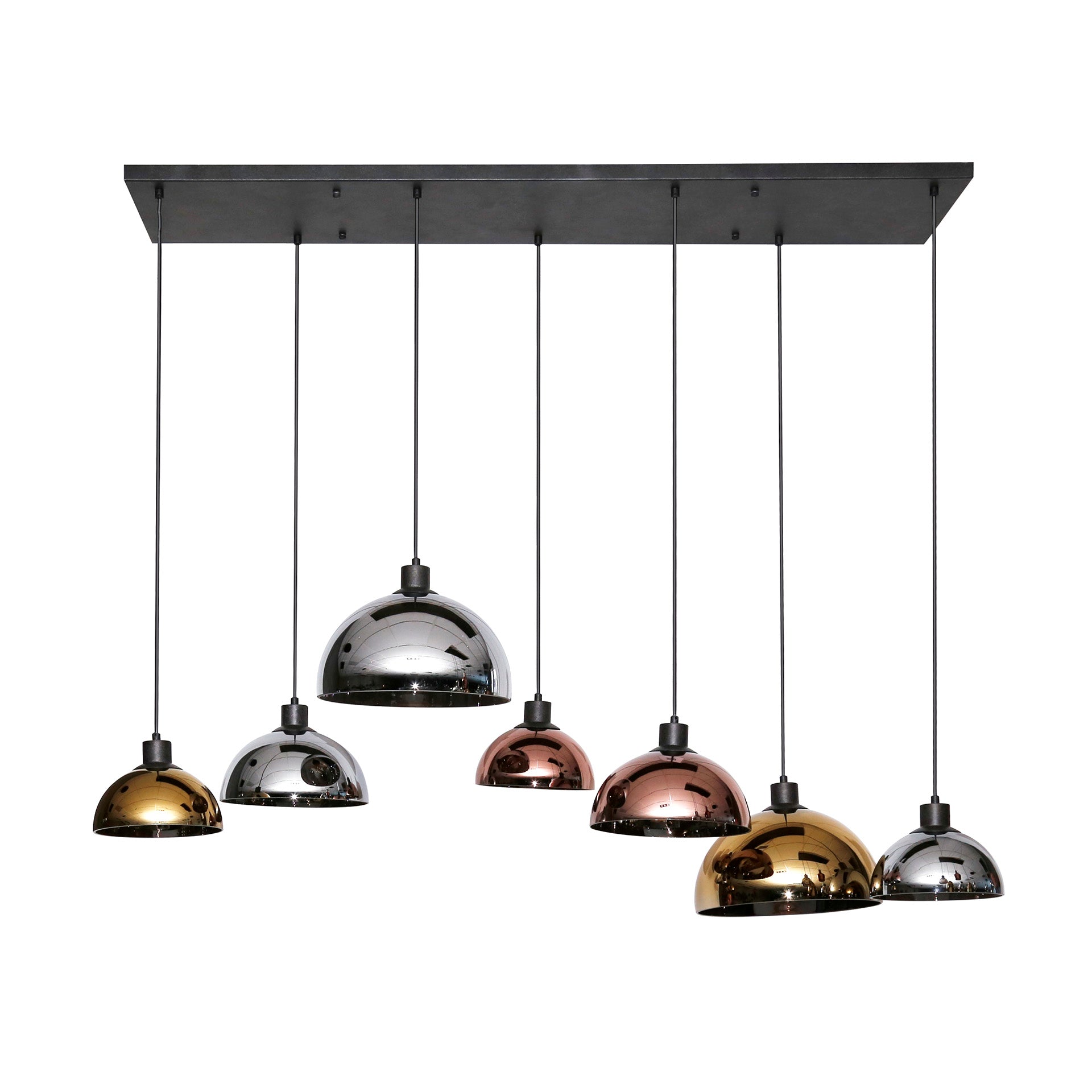 Hanglamp 7L koper-chroom-goud