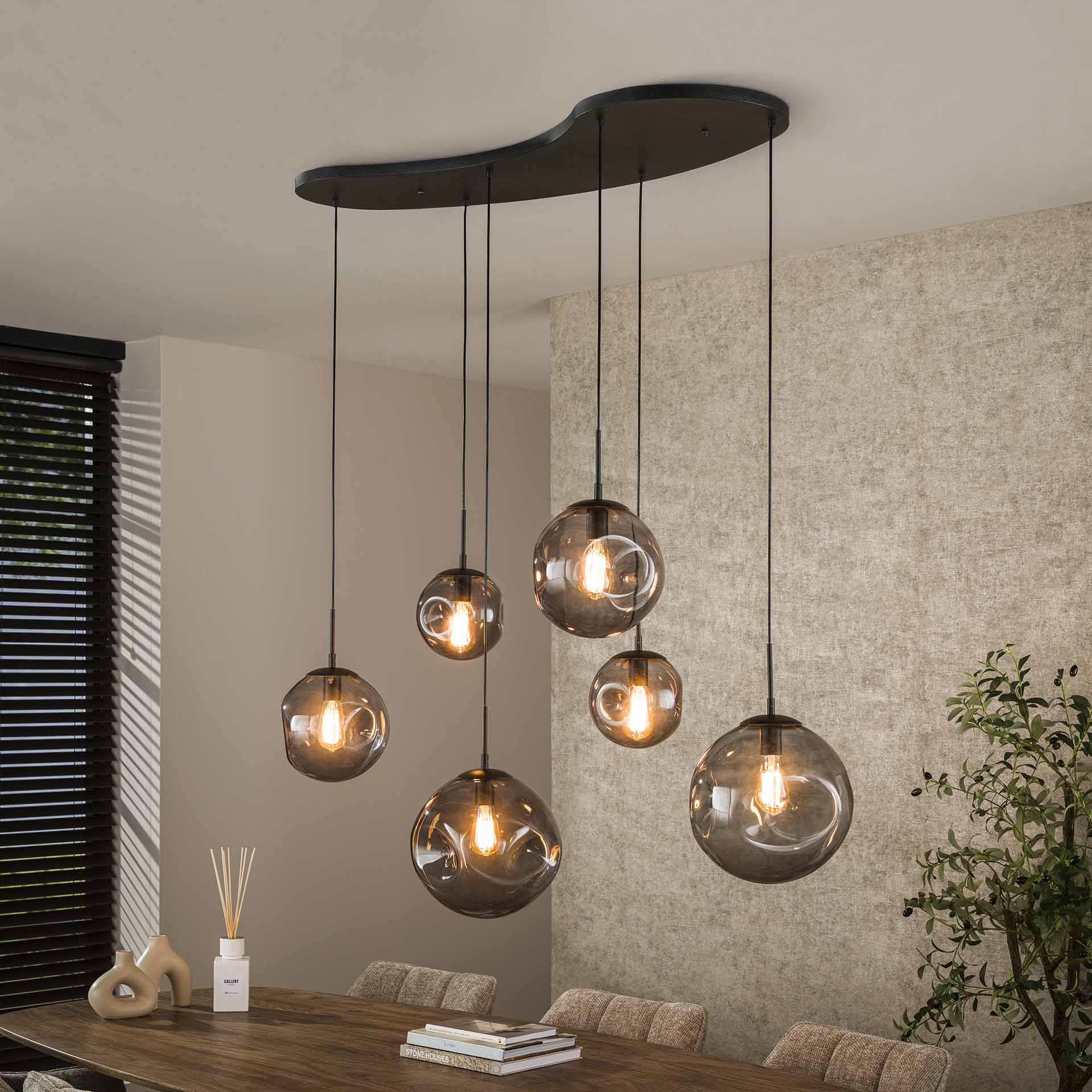Hanglamp Stellar Black - 6 lichtpunten