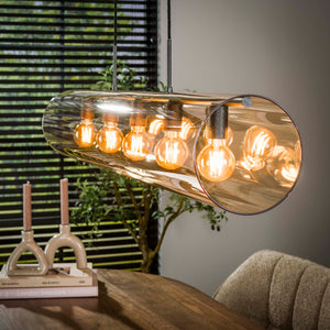 Hanglamp 5L Glazen Buizen Amber