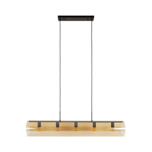 Hanglamp 5L Glazen Buizen Amber