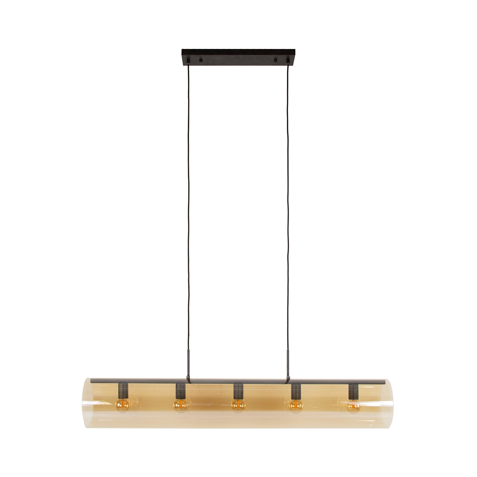 Hanglamp 5L Glazen Buizen Amber