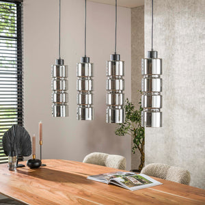 Hanglamp met 4 cilindervormige glazen kappen