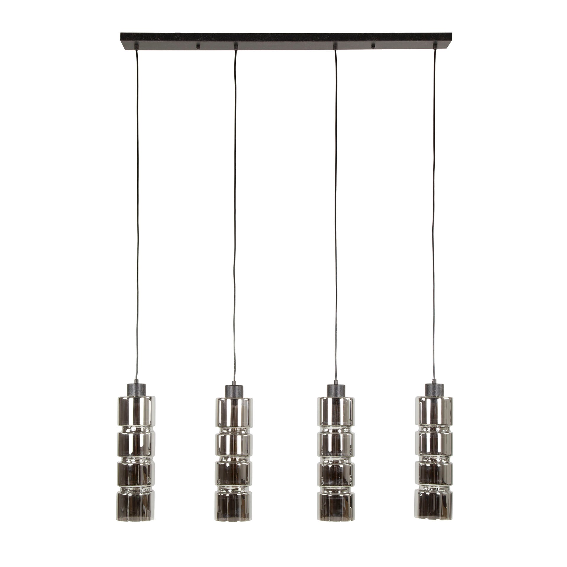 Hanglamp met 4 cilindervormige glazen kappen