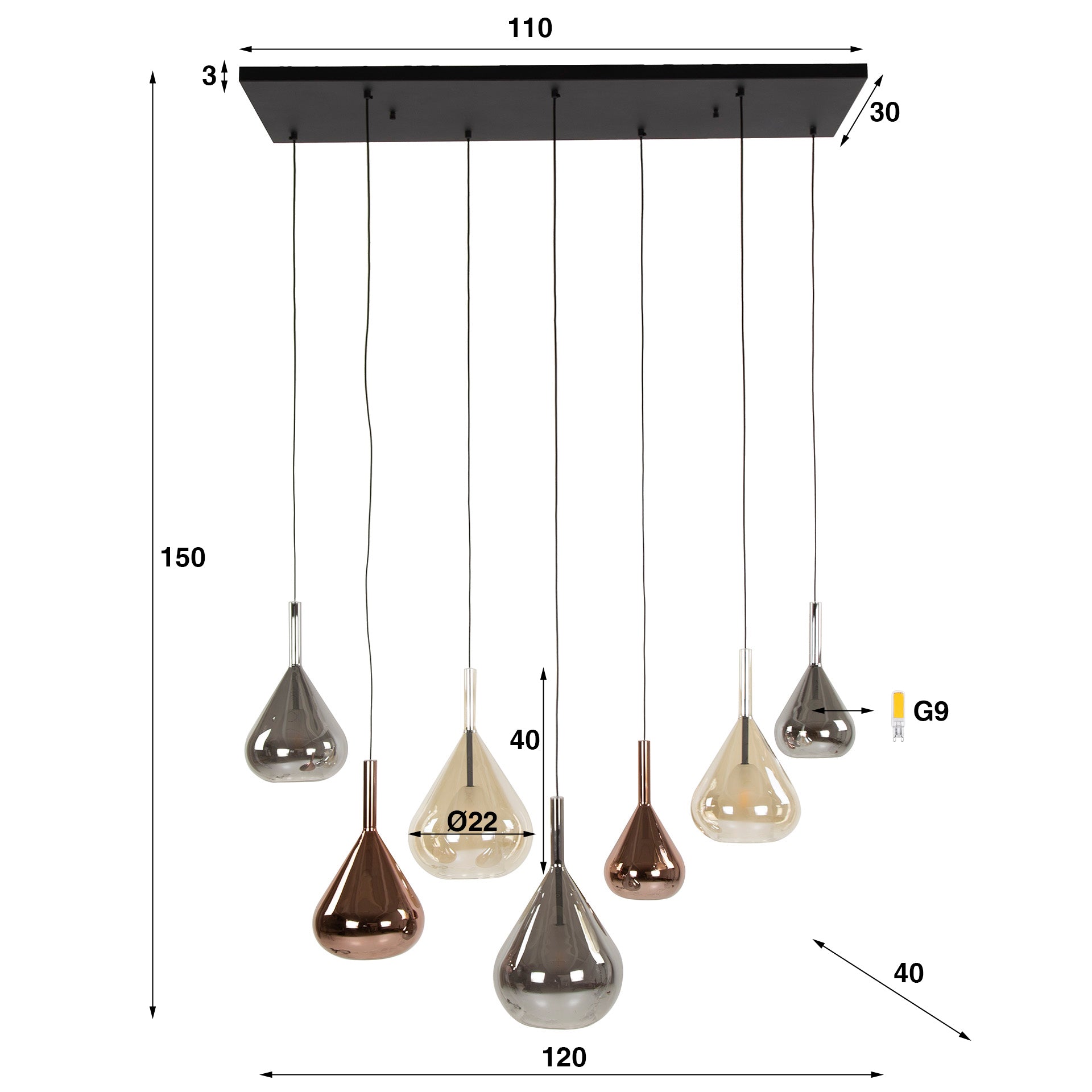 Hanglamp Wings Mix Glass