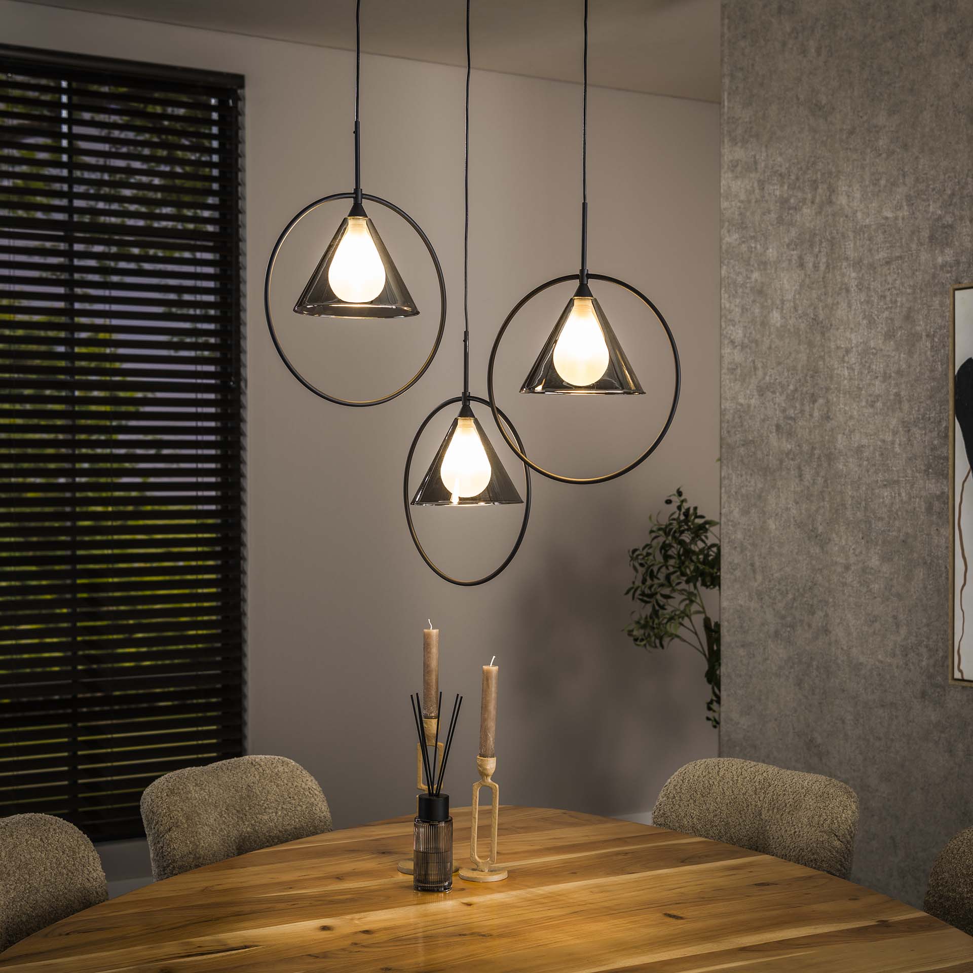 Hanglamp met 3 Ringen Smoke Grey