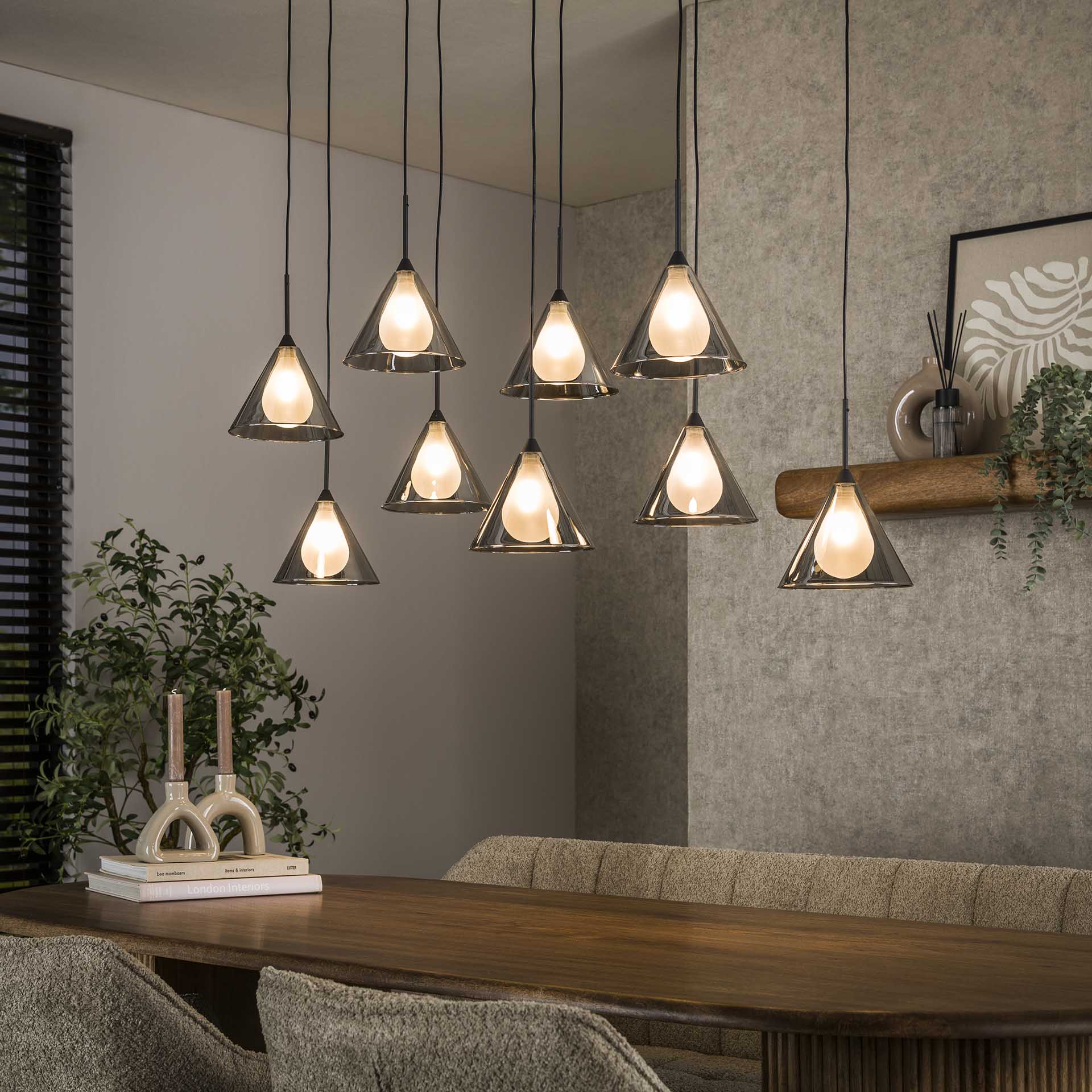Hanglamp 9L Smoke Grey