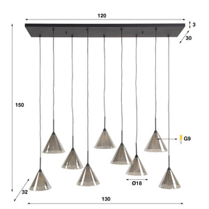 Hanglamp 9L Smoke Grey