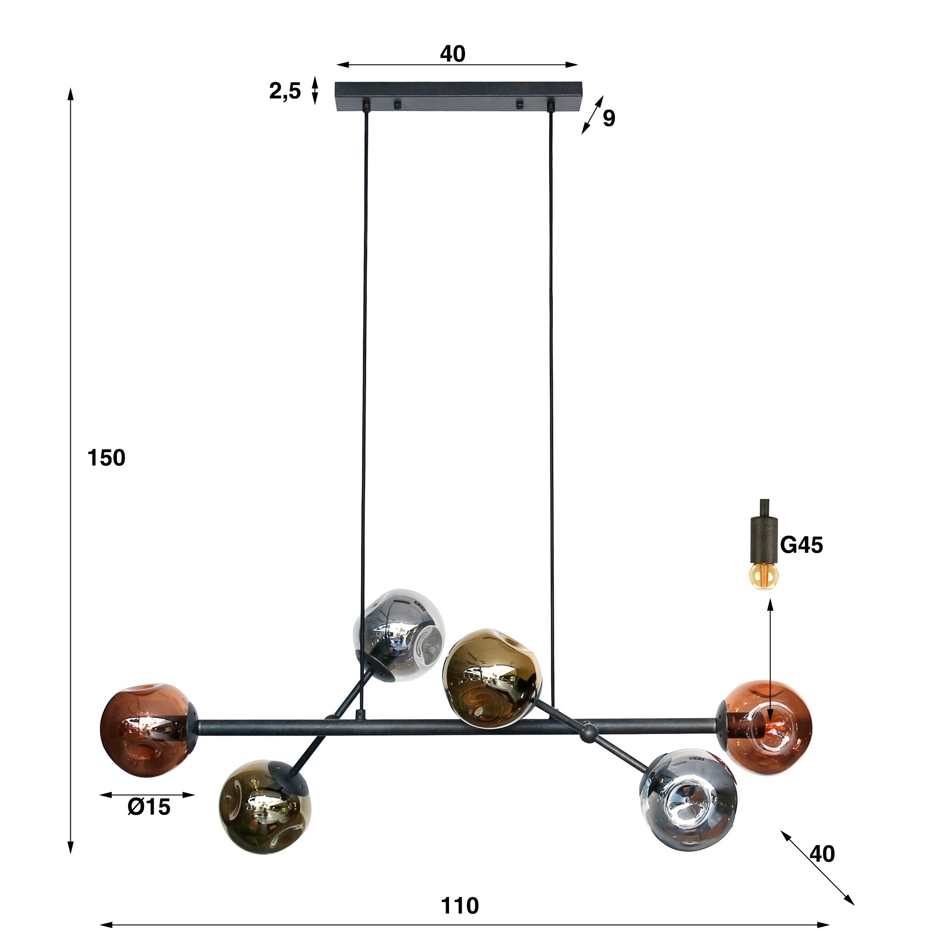 Hanglamp Molecule Mix Glass
