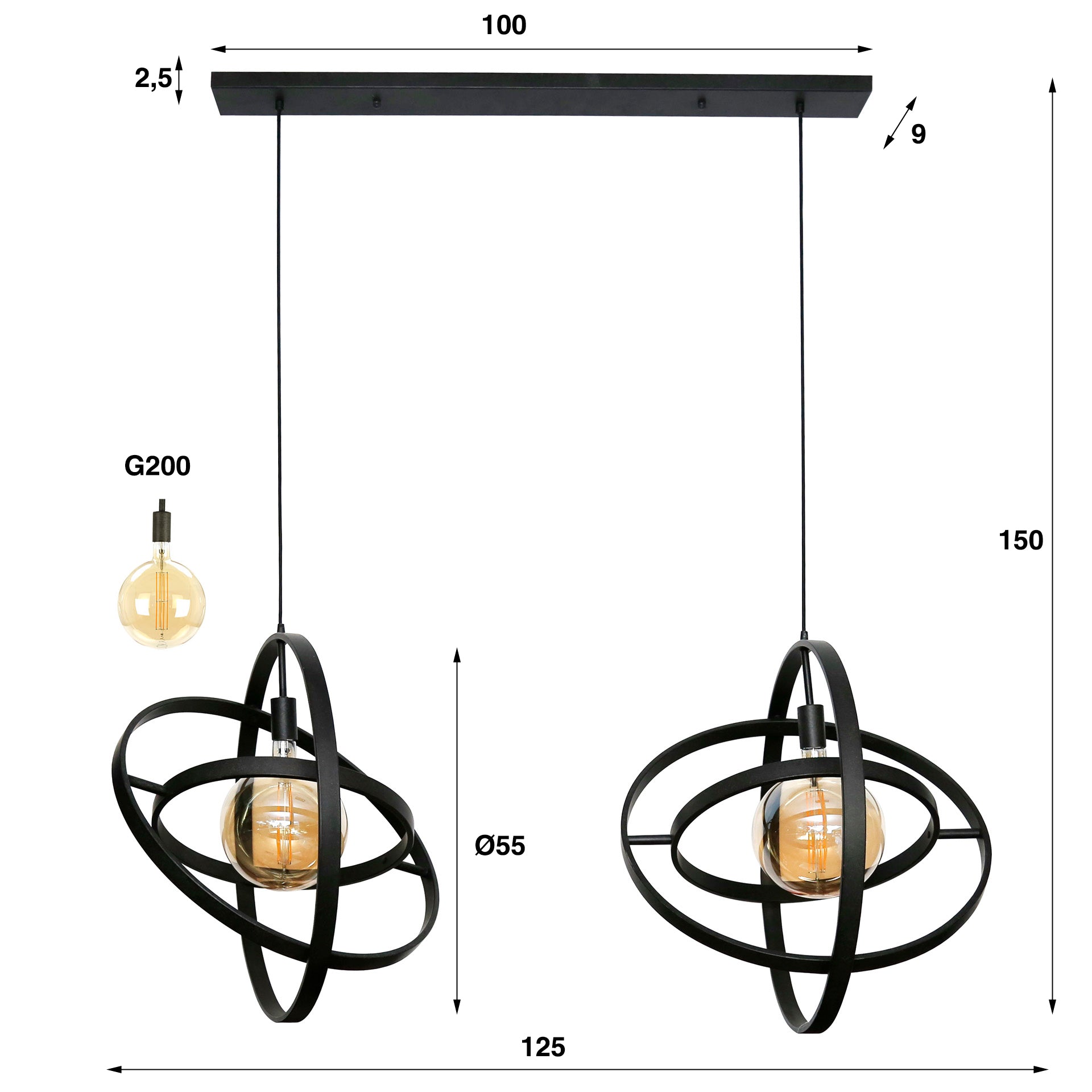 Hanglamp met Draaibare Ringen