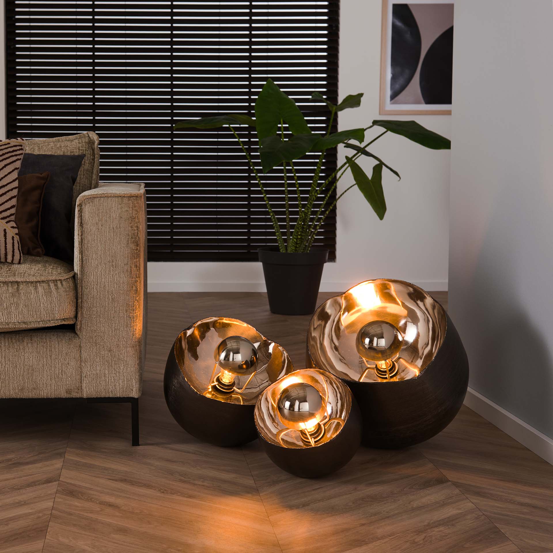 Tafellamp Zwart Nikkel - Verkrijgbaar in 3 Maten