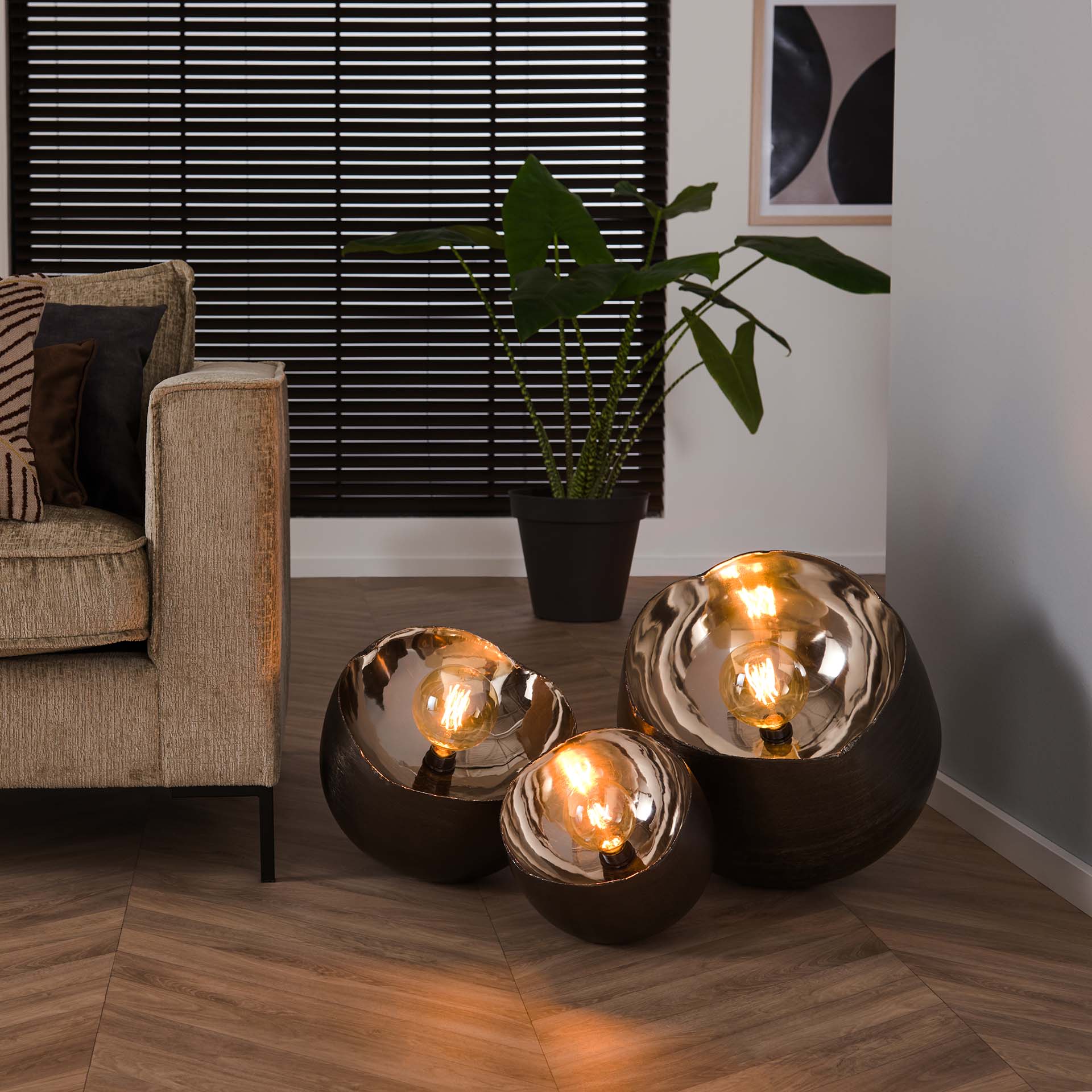 Tafellamp Zwart Nikkel - Verkrijgbaar in 3 Maten