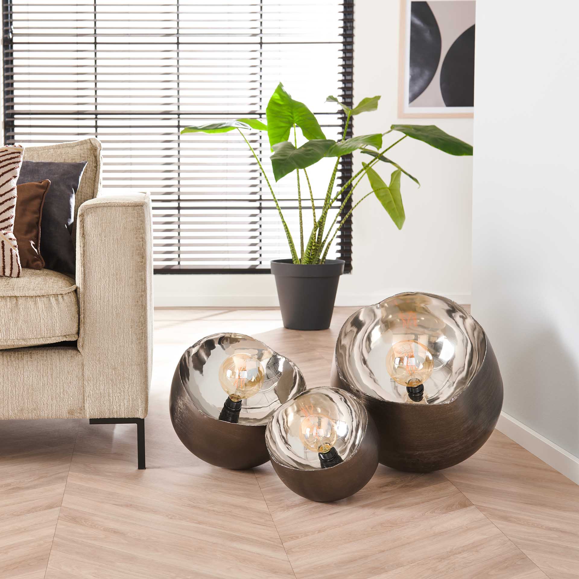 Tafellamp Zwart Nikkel - Verkrijgbaar in 3 Maten