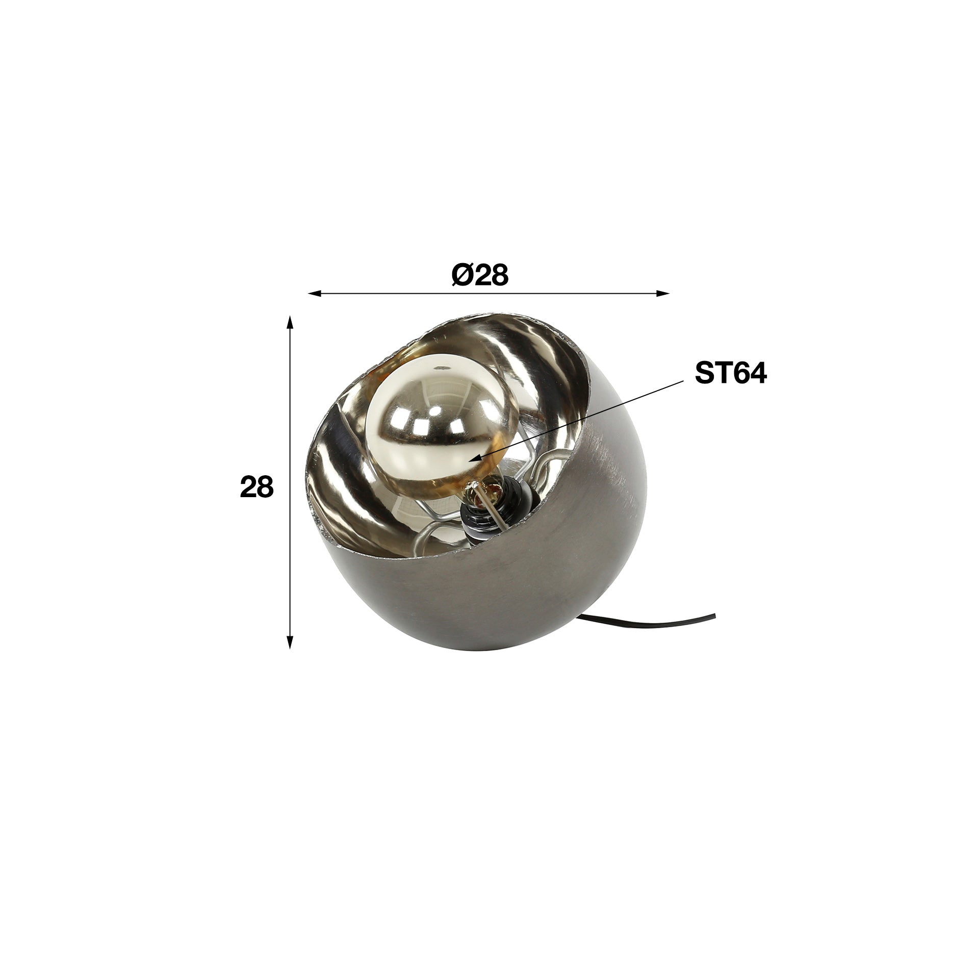 Tafellamp Zwart Nikkel - Verkrijgbaar in 3 Maten